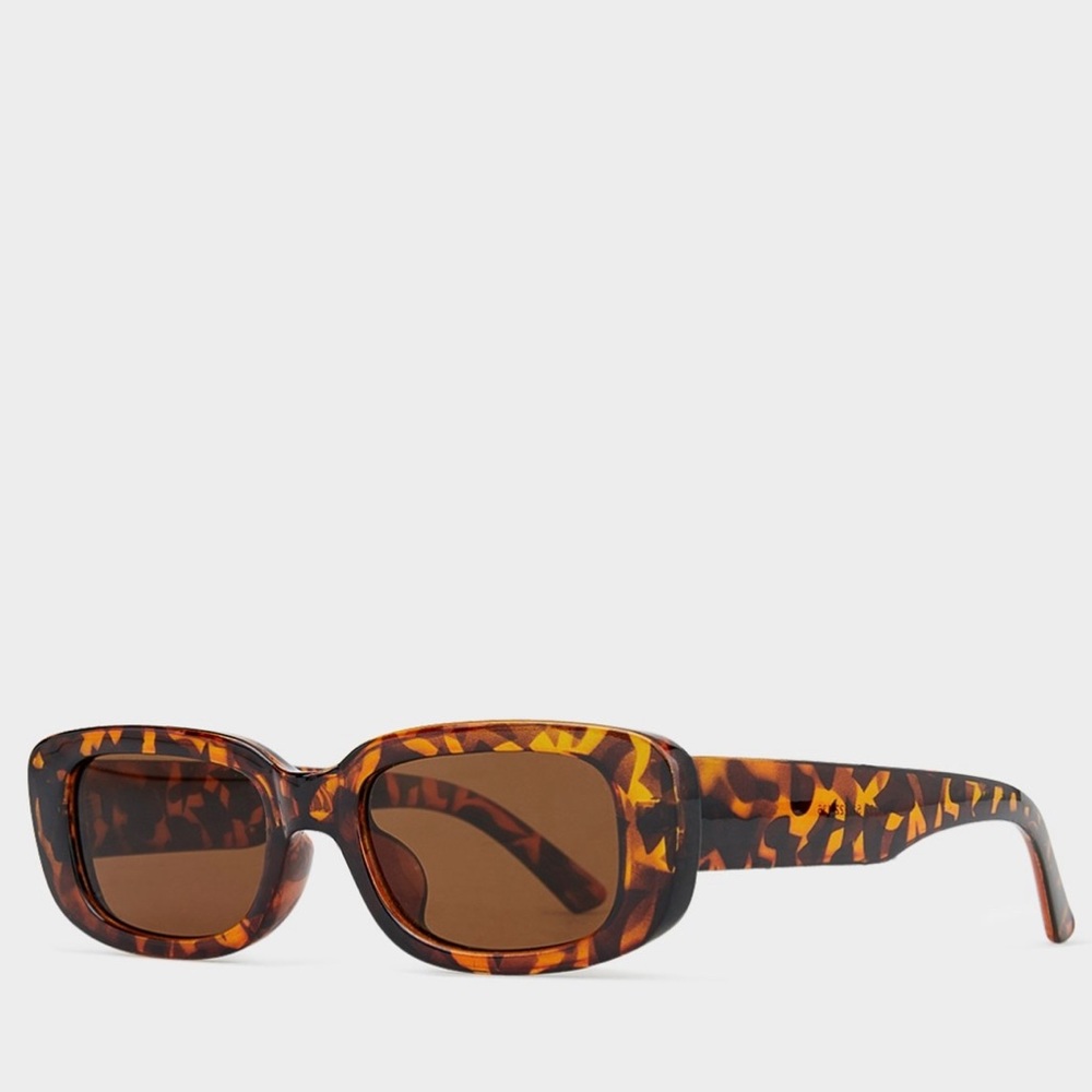 Rectangular Frame Sunglasses - Brown - image 2